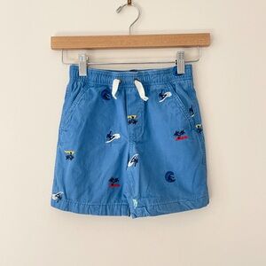 HANNA ANDERSSON Embroidered Surfer Palm Print Elastic Waist Shorts